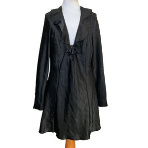FREDERICK'S OF HOLLYWOOD BLACK SATIN BABY DOLL MINI - SZ XL